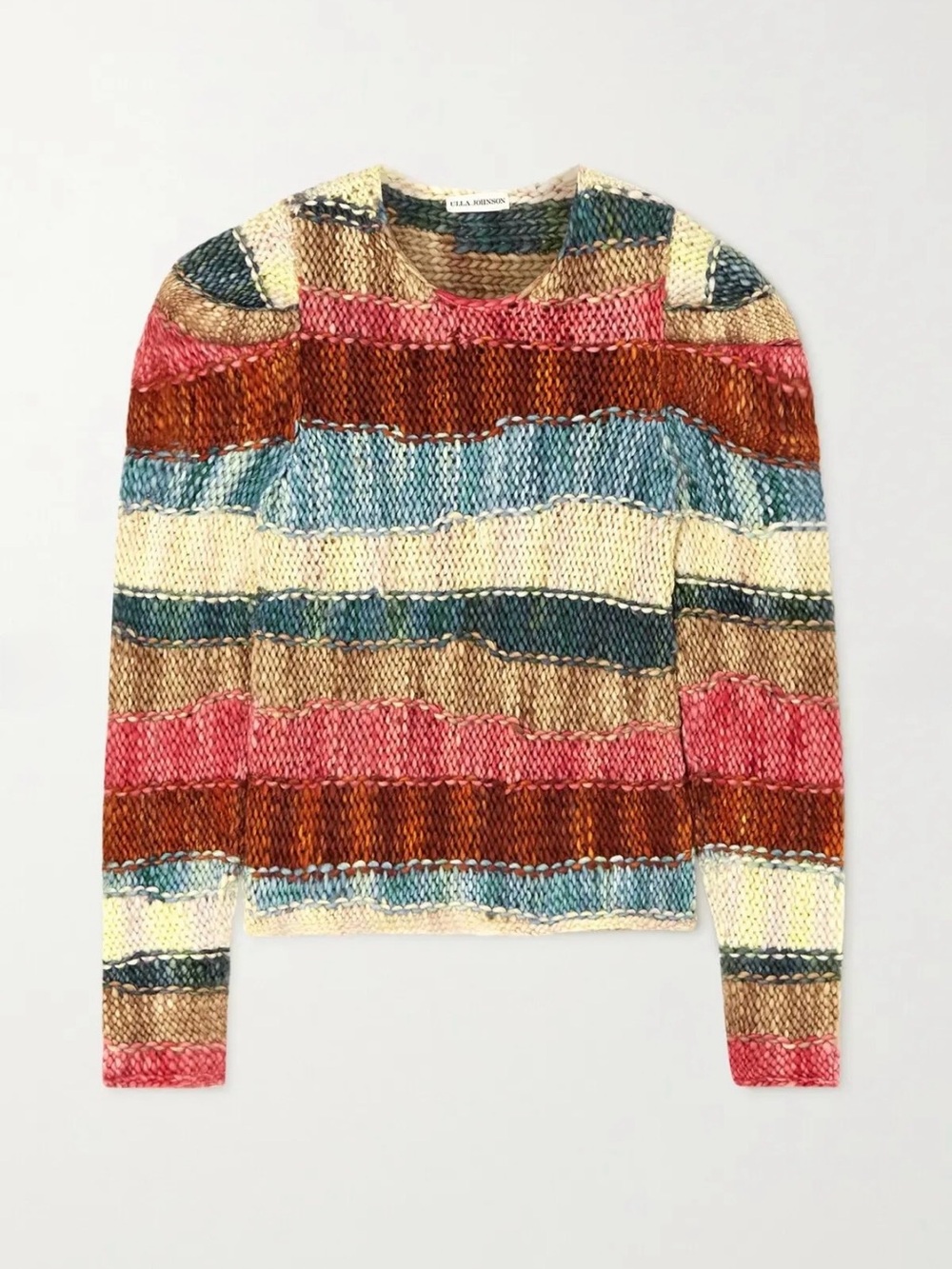 Ulla Johnson Violeta Paradise Multicolor Striped Chunky Knit Sweater